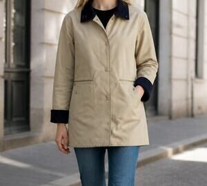Amanda Smith Women's Size 12 Tan Brown Button-Up Lined Mid Length Coat